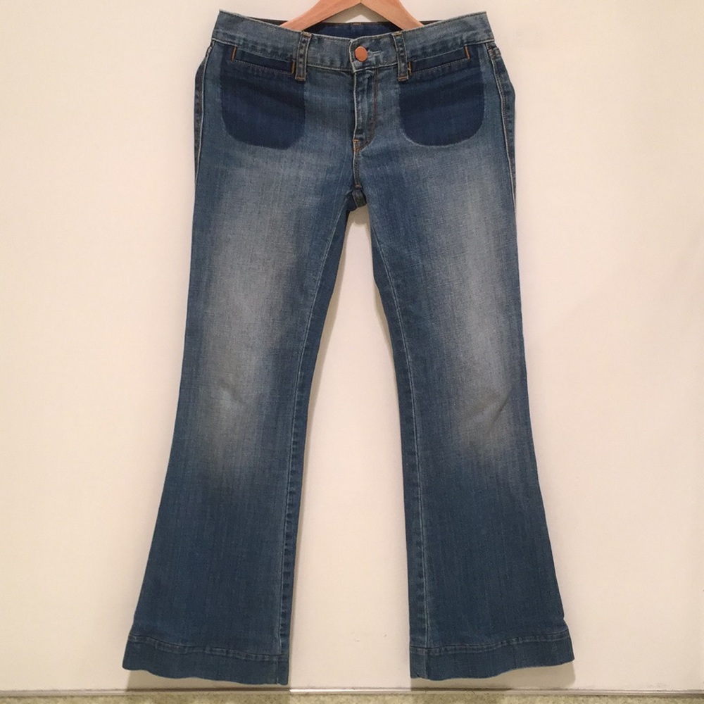 Flared denim.